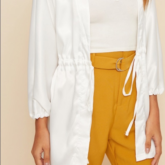 White open front drawstring cardigan - Picture 6 of 6